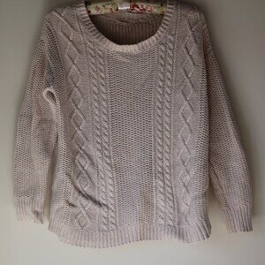 UO Cable Knit Elbow Patch Pullover Sweater